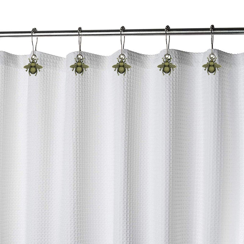 ZILucky Set of 12 Bee Shower Curtain Hooks Rings Garden Insect Flowers Spring Theme Bathroom Decor (Bronze) - Image 2